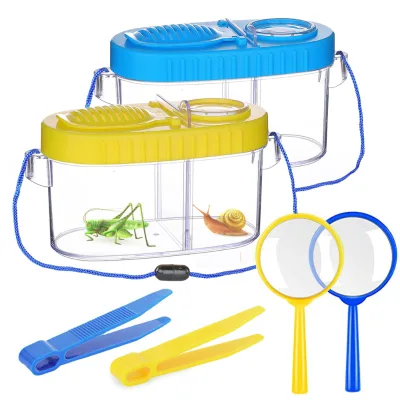 Outdoor Bug Catcher Kit Insect Observation Box Magnifying Glass Tweezers Net Pocket Bug Catcher