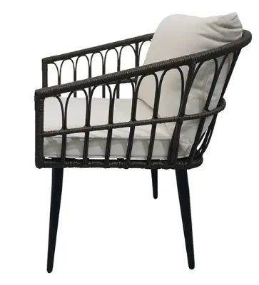 3 Piece Outdoor Patio Furniture Set Wicker Rope Chair Sofa Set with Cushions and Round Coffee Table