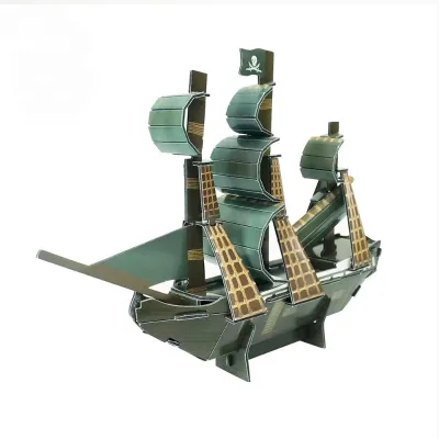 Toys 3D Jigsaw Puzzle Vessels Model the Black Pearl Boat Stereoscopic Ship 3D Puzzle Vessels Toys for Children