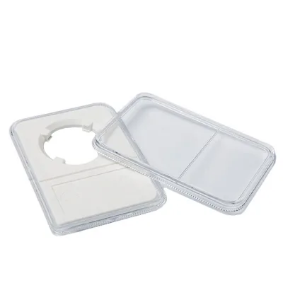 Clear Plastic Rectangle Acrylic Coin Display Case With White Insert Coin Holder for Storage and Display