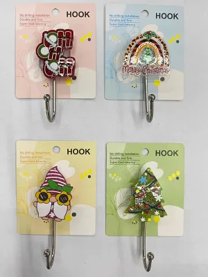 Christmas-themed Transparent Multi-purpose Wall-mounted Sticky Hooks Suitable for Kitchens Children's Rooms Wardrobes