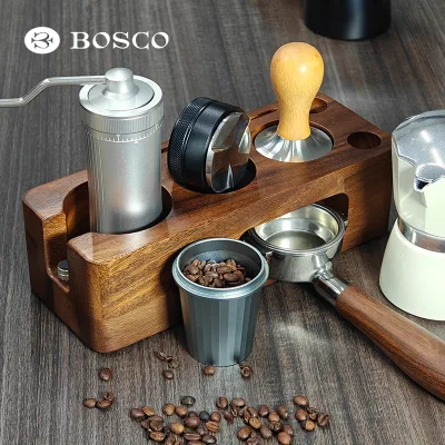 High Quality Solid Wood Coffee Tamper Station-Customizable Logo Eco-friendly Design BOSCO European Style Cafe Use