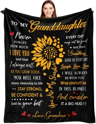 Cozy Grandma Blanket 100% Polyester Knitted Perfect Festival Portrait Nana Gifts for Granddaughter Mother's Day Birthday Gift