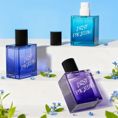 Super Deluxe Square Glass Empty Embossed Perfume Bottles 50ml 100ml With  Spray Atomiser