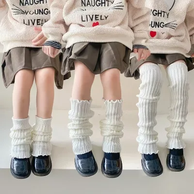 Kids' Thermal Fleece-Lined Knee Socks for Winter, 1-12Y Breathable Cotton Socks, Solid Color Foot Warmers