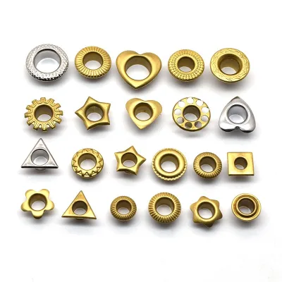 Custom Special Shaped Eye Button Pentagram Hexagon Plum Blossom Gold Brass Eyelet Rivets Bag Decoration Hardware Accessories