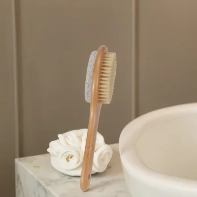 Factory Wholesale PP Hair Wooden Pumice Brush Cleaning Exfoliate Brush With Two Side