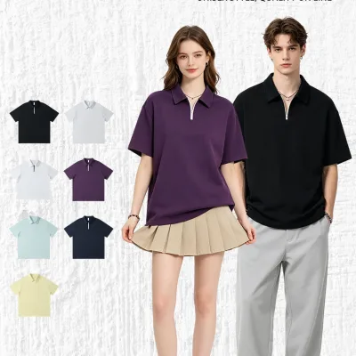 New Polo Shirt Arrival Sealing One Quarter Zip Collar 220G Cotton Polyester Quick Dry Causal Fitting Golf Polo Shirt for Man