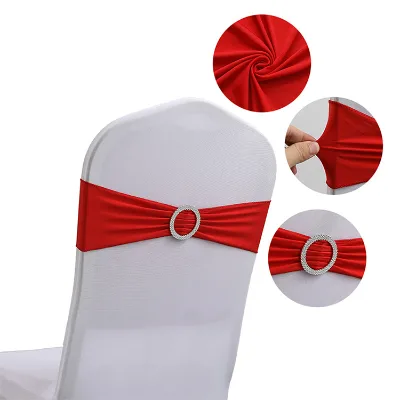 High Quality Spandex Chair Sash Satin Chair Sashes Red Chair Sashes With Ring for Wedding