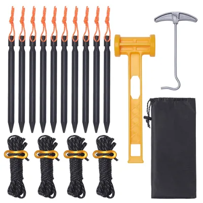 Durable Camping Hiking Three Sided Aluminum Tent Stake with Storage Bag