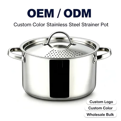 Stainless Steel Spaghetti Pasta Pot with Strainer Lid Induction Compatible Stock Pot