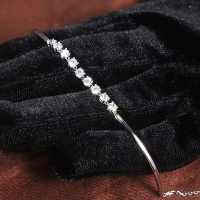 SU216 Abiding Hot Selling 10K 14K White Gold 3MM Real Natural Diamond Tennis Chain Bracelet Women