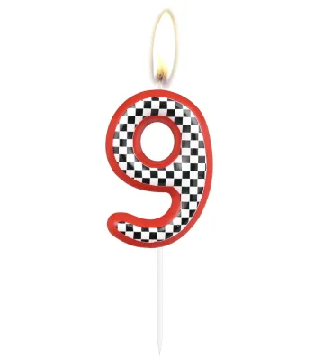 Racing Cars Themed Birthday Candles for Cake,Red Grid Racing Candle Number 1 Candle Happy Birthday Cake Topper for Boys Girls