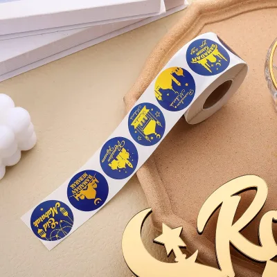 Eid Stickers Round Ramadan Islamic Gifts Eid Mubarak Sticker Labels Muslim for Gift Box Tag Home Kid Decorations Envelope Seal