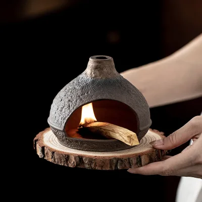 Small Warm Hill Sunburst Design Ceramic Incense Burner Sage Lavender Incense Stove Ornament Incense Holder