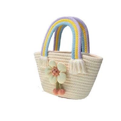 2023 New Trend Fashion Korean Version Cute Small rainbow Straw Bag Ladies Handbags
