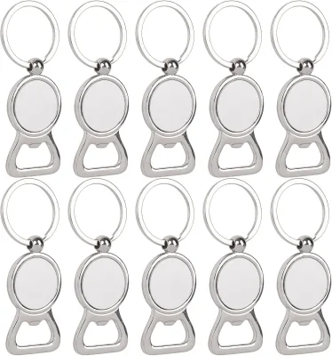 Sublimation Keychain Blank Metal Bottle Opener Key Rings For Heat Transfer Print Logo Image