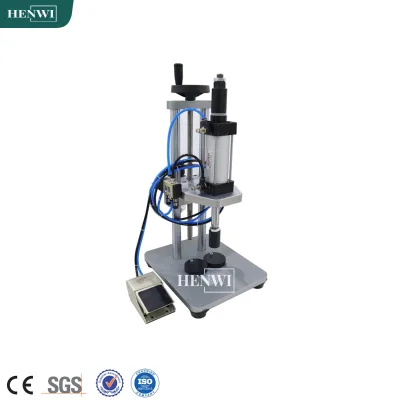 Henwi Perfume Collar Ring Pressing Machine Manual Pneumatic Cylinder Perfume Capping Sealing Machine for Glass Plastics Bottles
