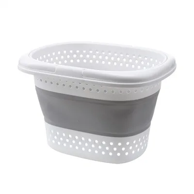 Laundry Master Injection Plastic Collapsible Laundry Basket Foldable Storage Holders & Racks Single Bathroom Clothing Organizer