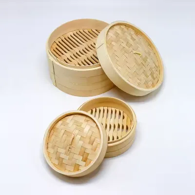 Handmade Multi-Size Bamboo Steamers for Chinese Kitchen Cooking Customizable Wood Round Pattern for Home Food Steaming