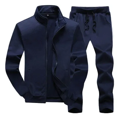 Custom Logo Vintage 2 Pieces Zip up Polyester Plain Tracksuits for Men Fashion Sports Two-piece Set Men's Casual Sets