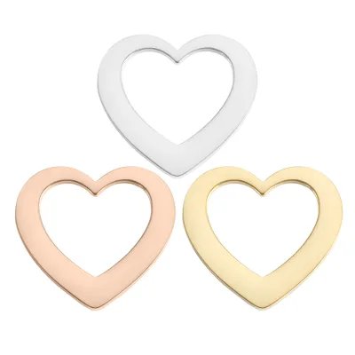 22*23mm DIY Fine Polishing Can Be Engraved Accessories Hollow Heart Charm Pendant for Necklace,Bracelet,Earring