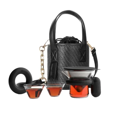 Portable Creative Gift Coffee Tea Set with Infuser and Tea Strainer Lid Mini Travel Tea Set Glass