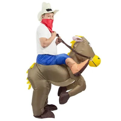 Halloween Animal-Themed Cosplay Inflatable Horse Riding Cowboy Costume for Masquerade Parties