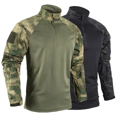 Training Uniform Outdoor Tactical Hiking T-Shirts Men CP Camouflage Long Sleeve Hunting Climbing Shirt Polyester Sport Clothes
