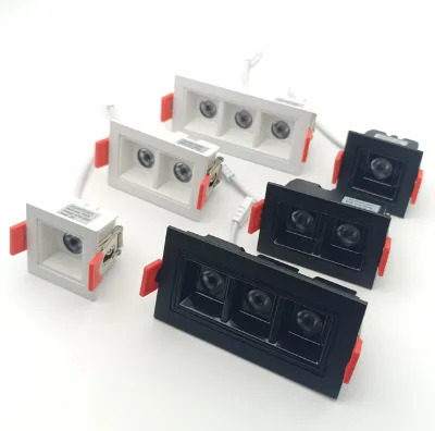 2W 4W 6W Aluminum Adjustable Angle Recessed LED Grille Ceiling Lamp with Two Head Grille Linear Light