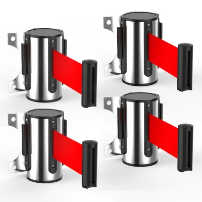 No-Drill 2m 3m 5m 10m PVC Barrier Tape Wall-Mounted Retractable Safety Guardrail Railing Warning Fence