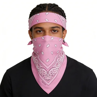 Wholesale Multifunction Colourful Custom Cotton square Printed Headwear Classic Paisley Bandanas for Men Fashion Accessory