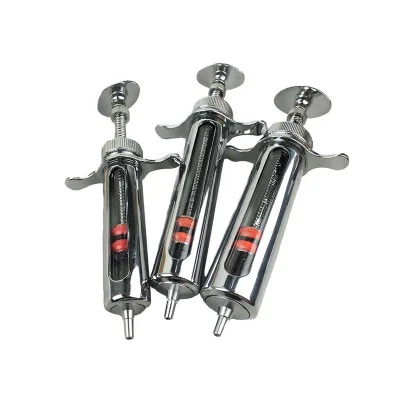 Veterinary Straight-Needle Metal Syringe Glass Barrel 10ML-100ML Model Dedicated Vaccine Injection for Livestock Cattle Pigs