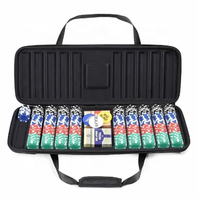 Customized Black Hard EVA Poker Chip Carrier Storage Box Case with Zipper Waterproof Feature