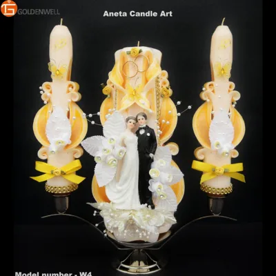 Wedding Candle Unity Set, Carved Candles