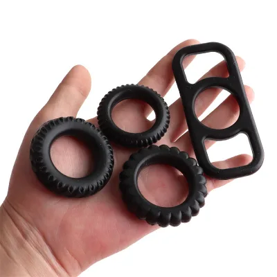 Adult Sex Toys for Men Penis Ring 3 Piece Different Size Mens Silicone Cock Ring
