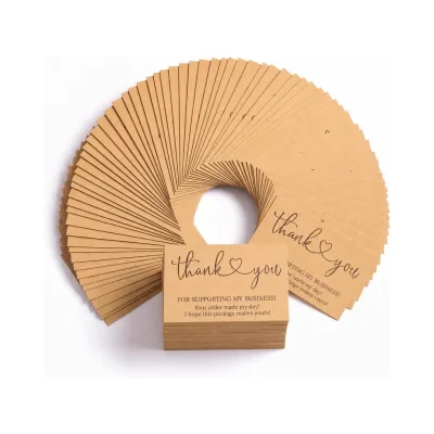 Hot Sale Brown 50Pcs Thank You Cards for Small Business