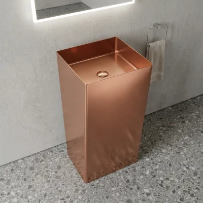 Copper Modern Elegant 304 Stainless Steel Bathroom Sink 304 Floor Standing Basin Sink Polished Processing