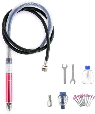 Air Micro Grinder 1/8" Mini Pencil Polishing Cutting Tool Pneumatic Die Grinder 65000 RPM 3mm Collet Lock-off Switch
