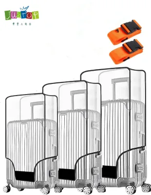 Transparent Waterproof 20" 24" 28" Plastic Luggage Covers With Strap TSA Approved