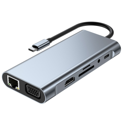 10 in 1 4k 60hz 87w Pd Vga Tf Card Type c Charging Usb c 3.0 Hub HDTV Type c Hub
