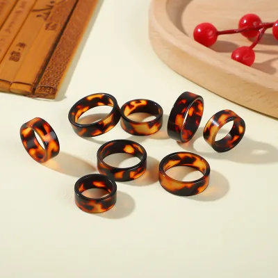 HONEY New Wholesale 8mm Plain Tortoiseshell Ring Ethnic Style Ring Men's and Women's Couple's Ring