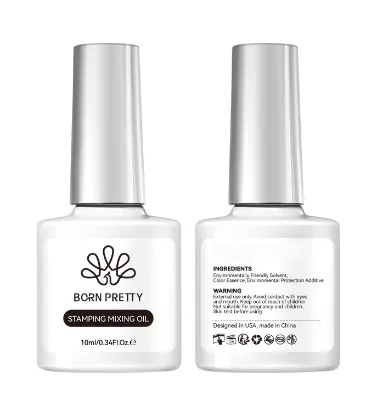BORN PRETTY 10ml Clear Stamping Nail Oil Mix for Nail Art Powder Mixing Painting Gel Printing Tools Stamping Polish