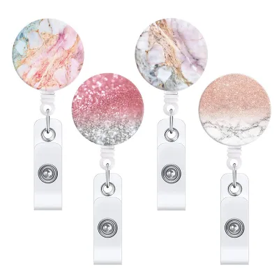 Marble Promotional Gift Nurse Badge Reels Felt Retractable Nursing Name Badge Holder Practical ID Holder Gift for Nurses Student
