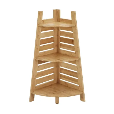 Modern Design Bamboo Bathroom Corner Shelf Rack 3 Tiered Multi Corner Shelf Bathroom