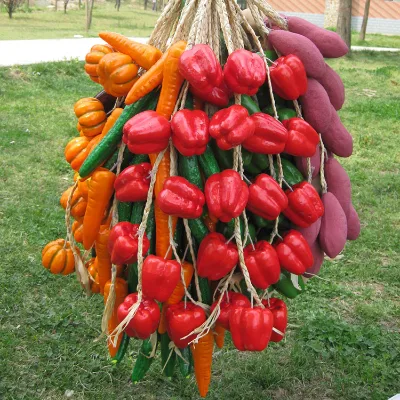 Artificial Simulation Fruit and Vegetable String Farmhouse Corn Red Pepper Garlic Peanut Onion Home Hotel Restaurant Decoration