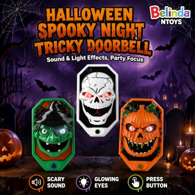 Belinda Halloween Mask Doorbell Toy Halloween Party Supplies with Sound Kid for Gifts Halloween Kids Decorations Toys with Light