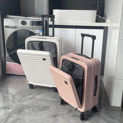 Lightweight ABS Hard Shell Modern Spinner Suitcase Set Lock Three-Piece Expandable Design Front Open Laptop Pocket Portable