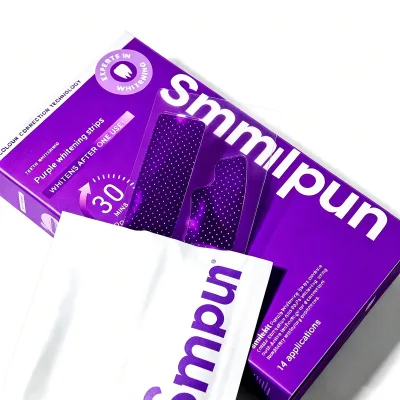 Private Label Smmlpun V34 Purple Teeth Whitening Strips Color Correction Remove Yellow Stain PE Material Custom Logo