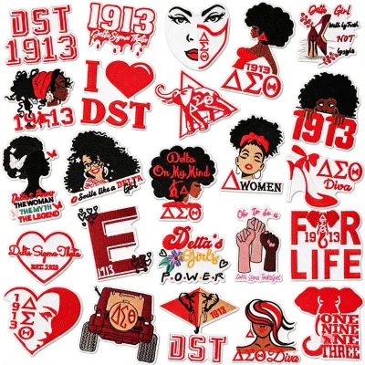 Greek Sorority Embroidered Patch Set 1913 Letters Women Empowerment Custom Iron on Applique for DIY Clothing Hats Bags